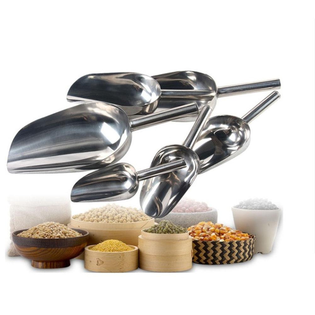 Functional Stainless Steel Shovel Ice Scoop Kitchen Bar Sugar Flour Buffet Dry Foods Shovel Scoops