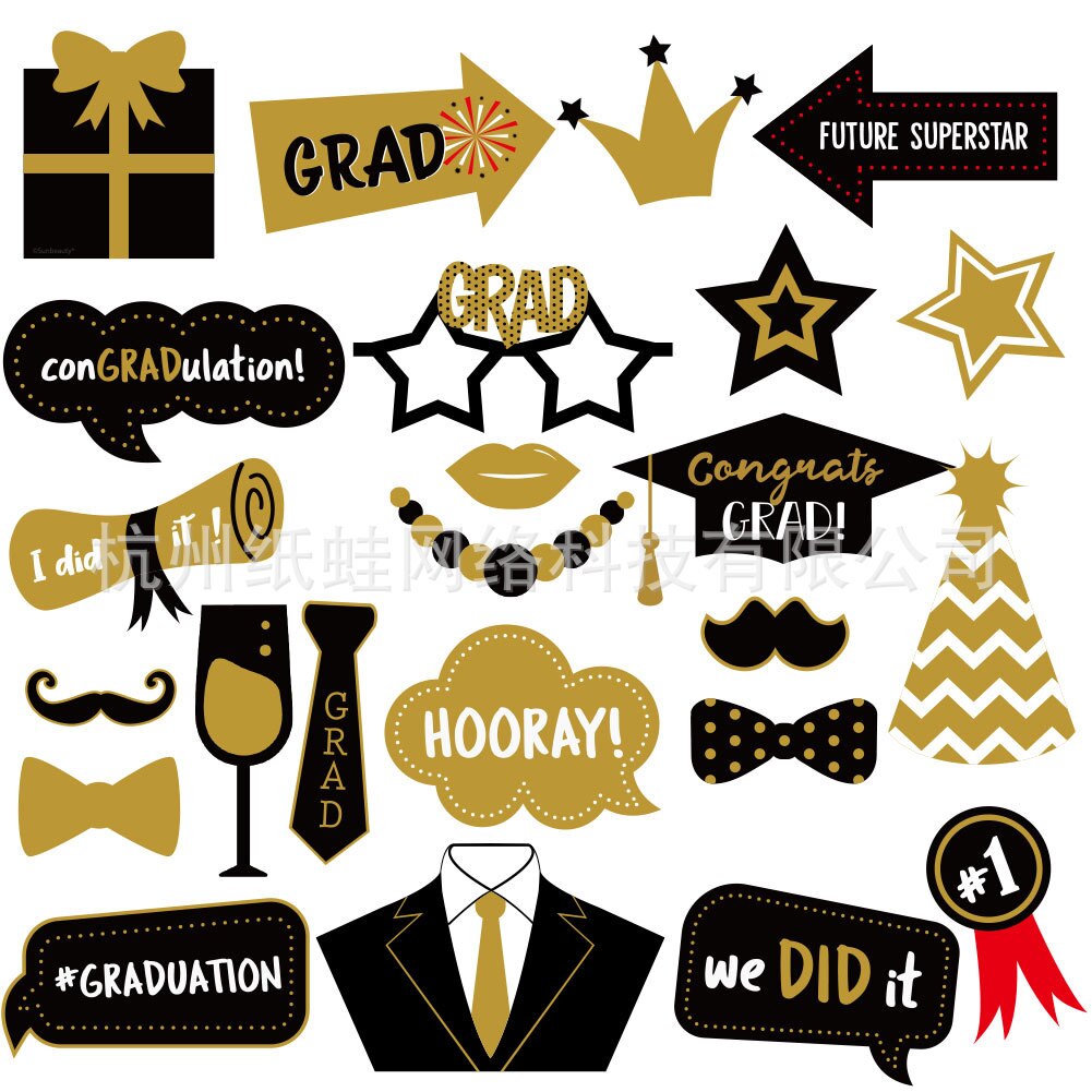 Hand-Held Graduation Season Photographic Prop 24 PCs Party Decoration Scene Decorative Supplies