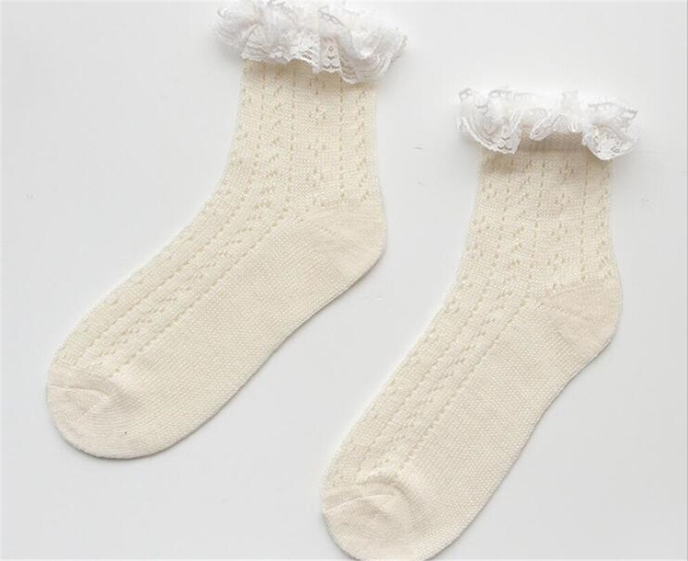 Kvinder piger blonder flæse flæser ankelstrømper harajuku dejlig sød vintage retro blomstret dame prinsesse sokker  b730: Farve 1