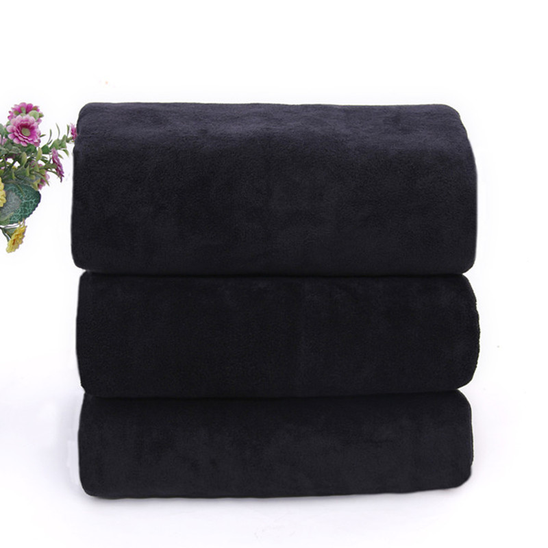 Mikrofaser-Badetuch – weiches und leichtes Gesichtstuch, geruchloses Bad, Spa, Fitnessstudio-Handtuch (schwarz): XL