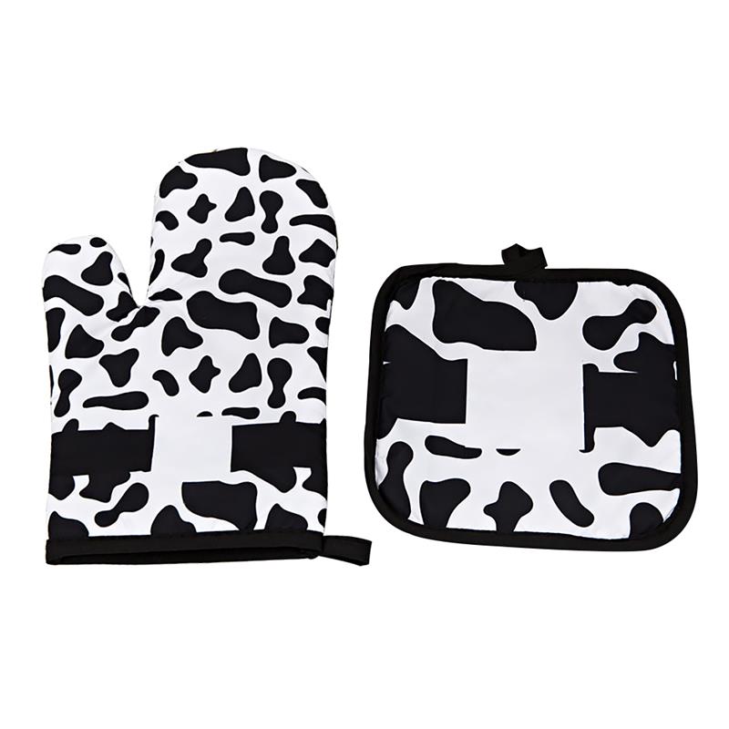 2 pièces cuisine gants isolation motif léopard Pad cuisson micro-ondes gants cuisson BBQ four maniques four mitaines cuisine gants: 5
