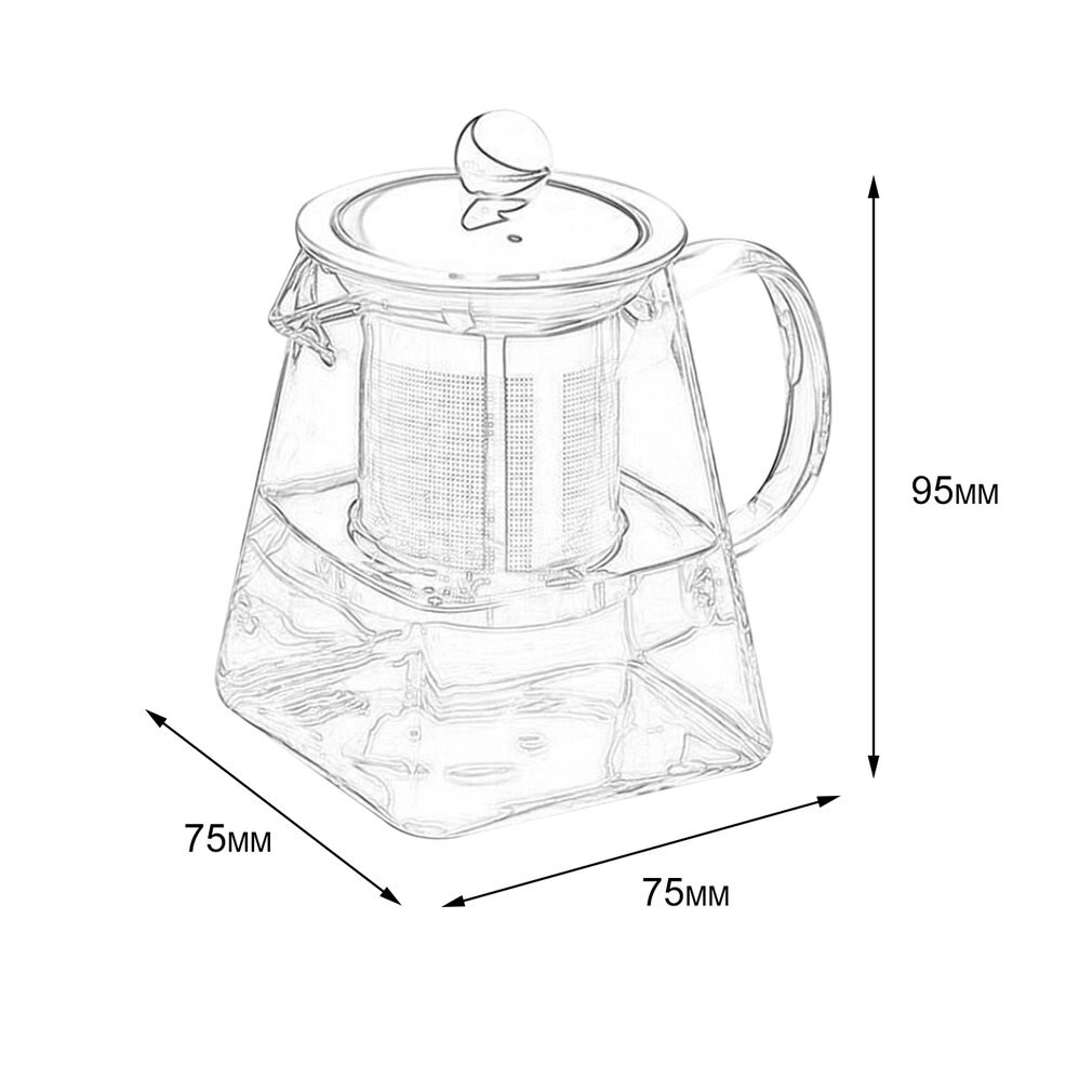 350ML Home Transparent Clear Borosilicate Glass Teapot Glass Tea Cup Teapot With Stainless Steel Infuser Strainer