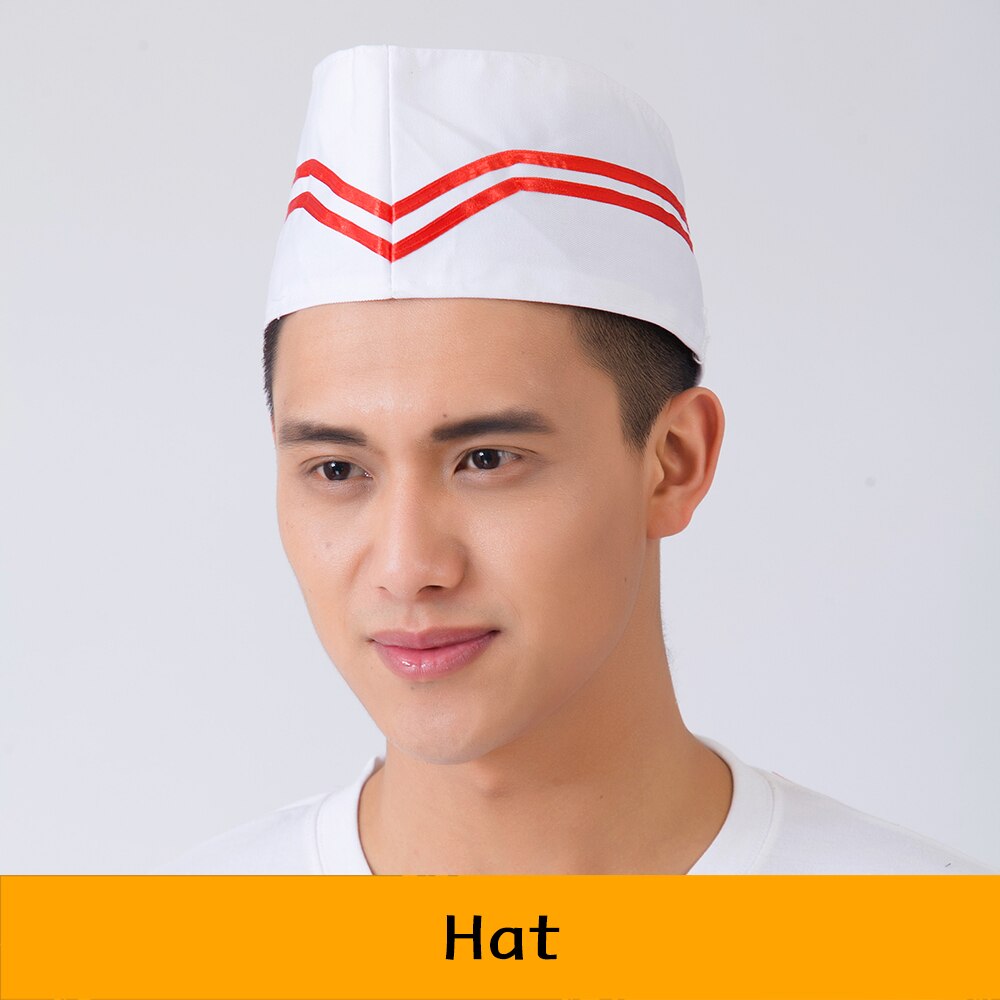 Restaurant Chef Hats Striped Catering Kitchen Reposteria Cook Hat Men Women Hotel Bakey Cafe Waiter Breathable Cap: Red Stripe