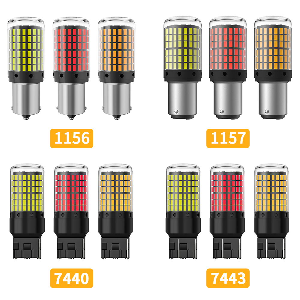 2 uds luz LED de coche de alta potencia 1156 3014 144SMD bombillas LED CanBus BAU15S PY21W BAY15D 1157 7440 W21W W21/5W lámpara de señal delantera/trasera