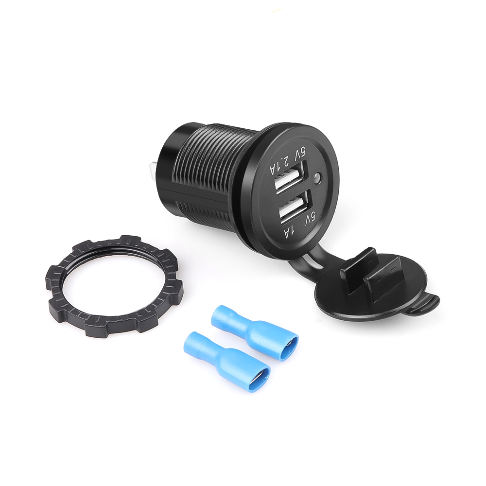 5V 3.1A 12V Dual USB Autolader met Paneel Waterdichte Power Adapter Stopcontact voor Voertuig Boot vrachtwagen Motorfiets: Geel