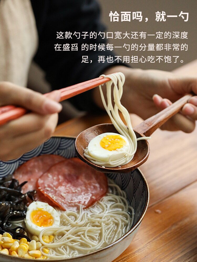 Træske lang skaft ris ske i japan stil husholdningssuppe stort suppekøkken ramen skeer venligt service