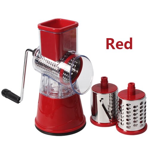 Manual Vegetable Cutter Slicer Round Mandoline Slicer Kitchen Tool Multi-functional Potato Cheese: Red Roller Slicer