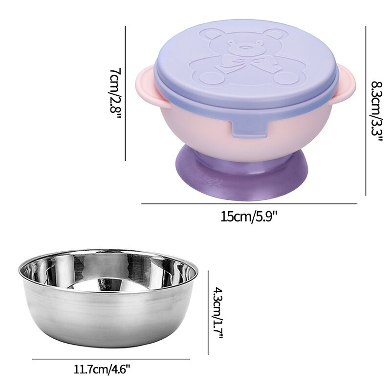 Ensemble de vaisselle en acier inoxydable, bol d&#39;alimentation pour bébés, enfants en bas âge, dessin animé Anti-chute, ensemble de nourriture thermique, bol cuillère Spork: S4