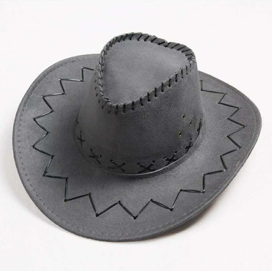 Mænd kvinder cowboy hat top hat vintage bred skygge hovedbeklædning kasket western cowboy hat jazz cap solhat: Wyh -4912- gy
