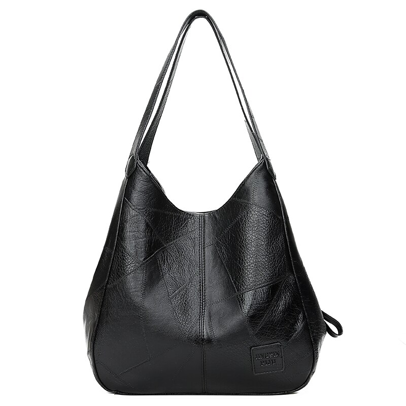 Kvinder håndtasker designertasker pu læder håndtasker kvinder skuldertasker kvindelige top-håndtasker mærke håndtasker afslappet tasker: Sort