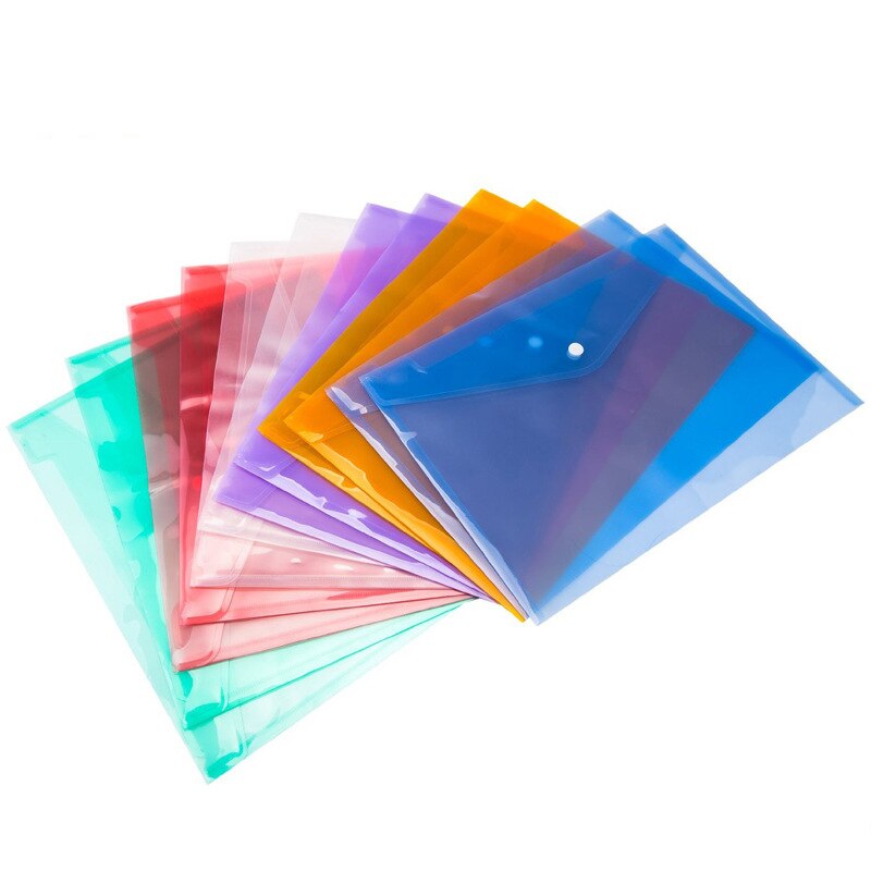 A4 Clear Document Bag Paper File Folder Stationery School Office Letter Envelope Folder Translucent Case PP 6 Candy Colors