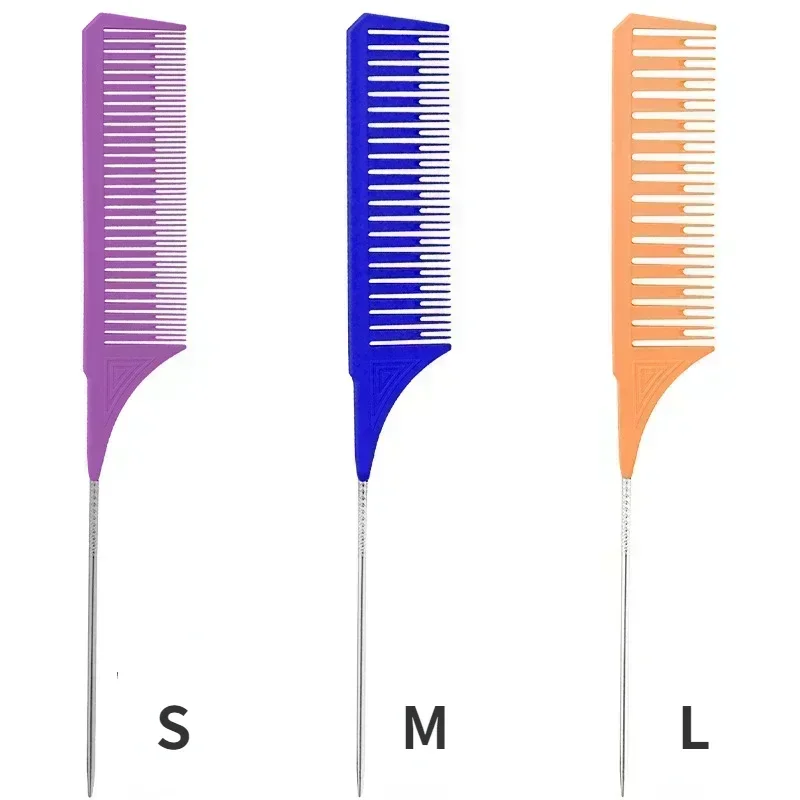 3 Pack Hair Styling Comb Tail Comb Set Dyeing Partition Highlight Braid Cutting Comb Tip Tail Hair Accessories Combs: Silver
