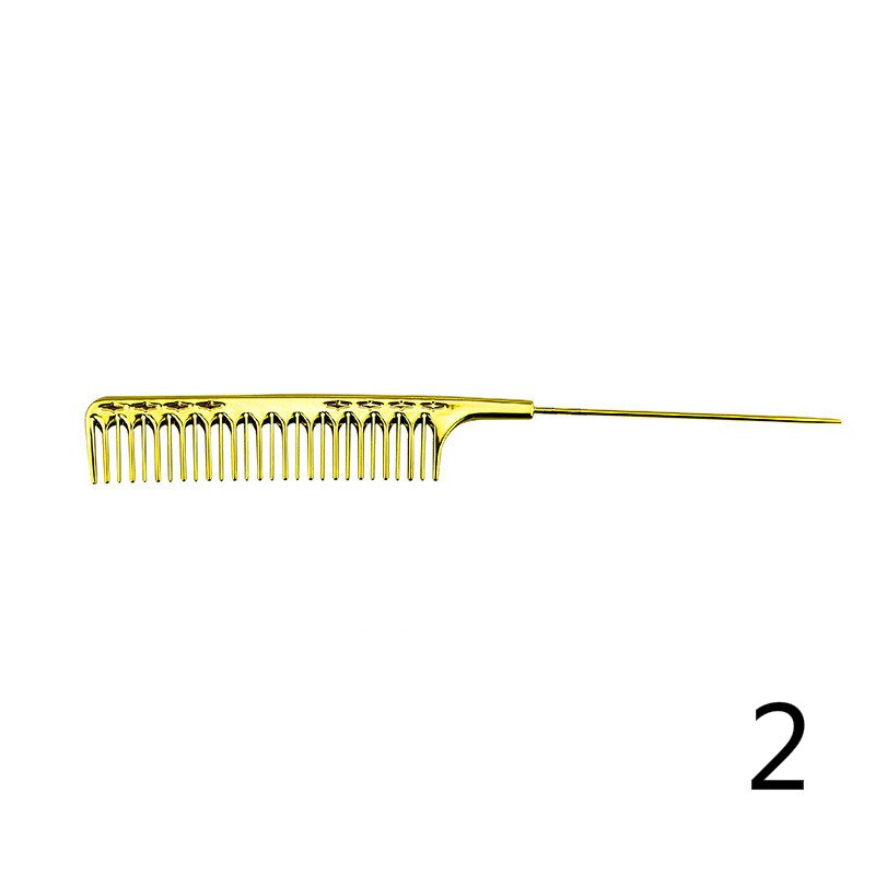 Hair salon hair stylist electroplated gold hairdresser cut comb hollow comb tip tail comb haircut comb: 2