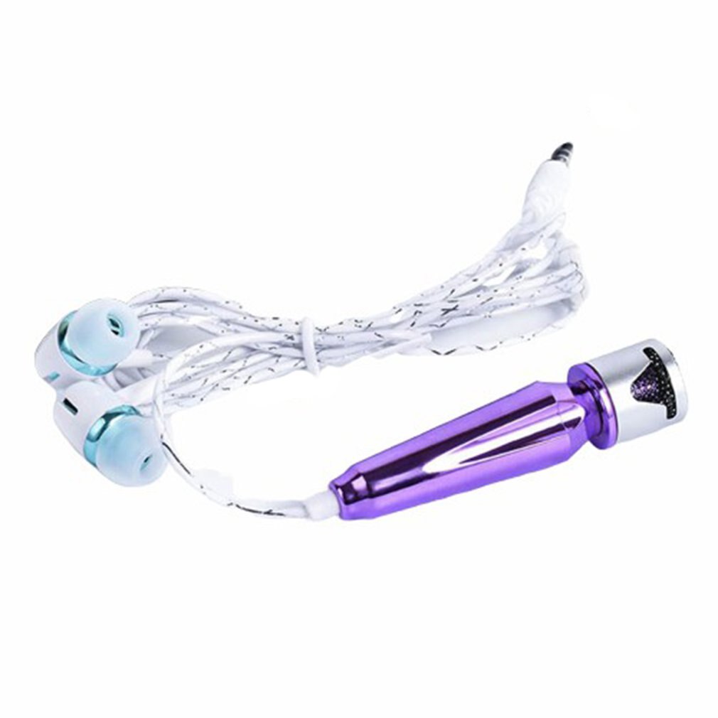 Mic for Iphone Android All Smartphone Notebook Portable Mini Microphone Stereo Karaoke Sound Record 3.5mm Plug with Earphone: purple