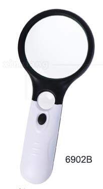 Handheld Illuminated Magnifier 3X 45X Microscope Magnifying Glass Aid Reading for Seniors Loupe Jewelry Repair Tool With 3 LED: 6902B