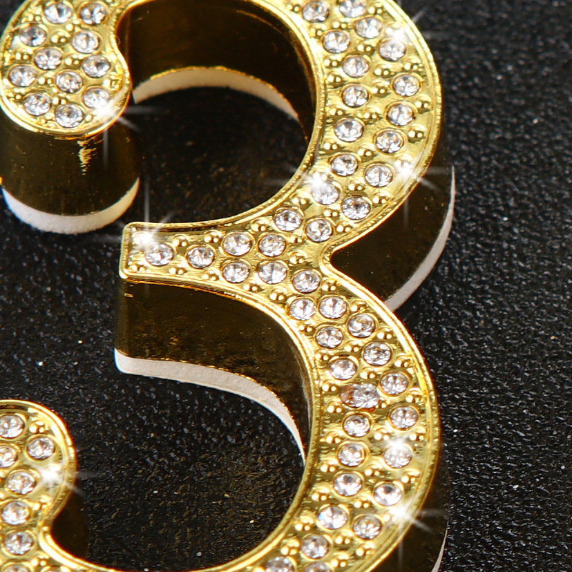 Letrero de número de puerta autoadhesivo moderno, 0-9 números, apartamento, Hotel, oficina, Dirección de puerta, calle, diamantes de imitación, pegatinas de número