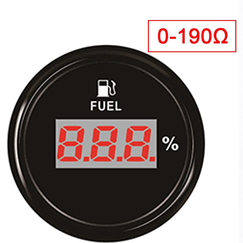52mm Digital LED Fuel Meter Motorcycle Gauge 0-190ohm 240-33ohm Fuel Level Meter for Car Boat Marine Red Backlight 12V/24V: BN-0-190 ohm