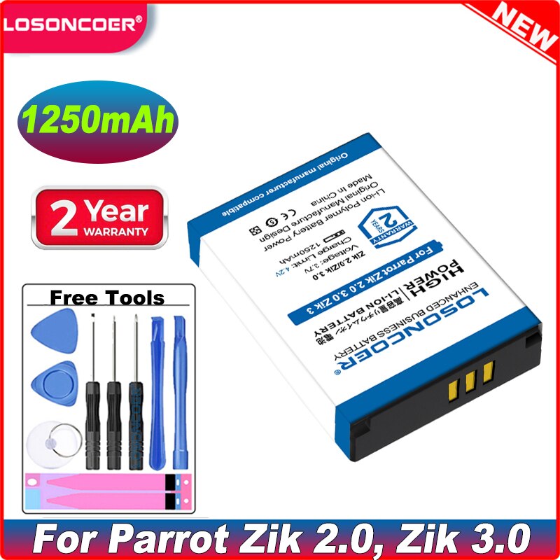 Losoncoer 1250Mah Voor Parrot Zik 2.0 Zik2.0 Zik 2 Zik 3.0 Zik3.0 Zik 3 Wireless Headset Batterij MCELE00254 MH46671 l15