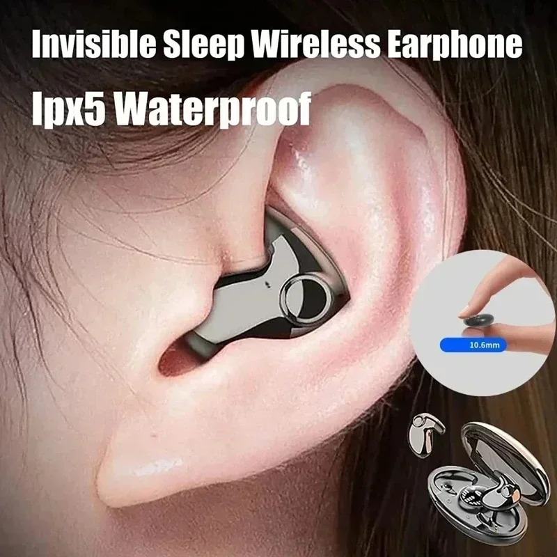 2025 Auriculares invisibles para dormir Mini auriculares Bluetooth 5,3 ENC auriculares con cancelación de ruido estéreo HiFi auriculares inalámbricos deportivos