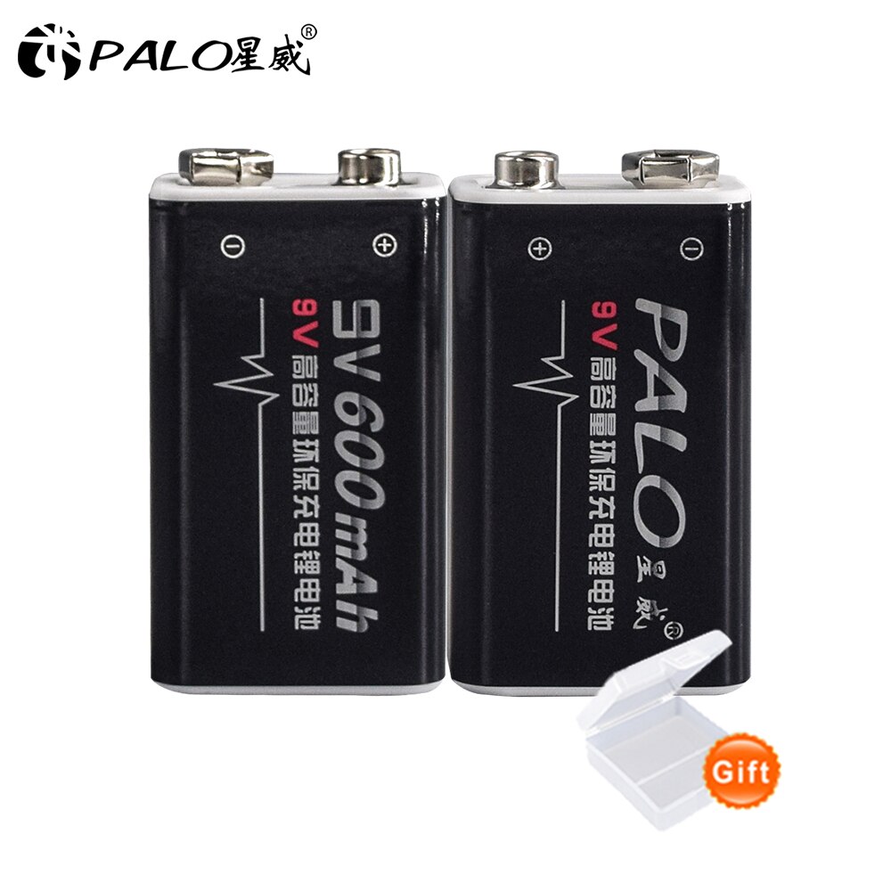 9V Rechargeable Battery Lithium Li-ion 9 Volt 6F22 Ni-MH Ni MH 9V Crown Battery for Multimeter KTV Microphone Metal Detector: 2pcs 9V 600mAh