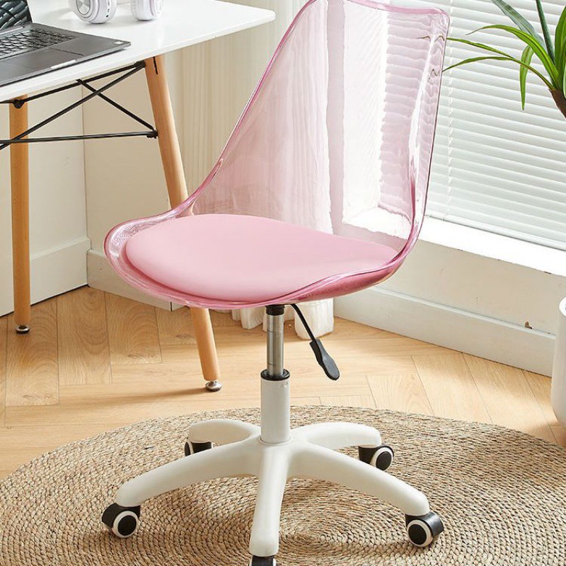 Transparante Computer Stoel Roterende Wiel Opheffen Familie Make-Up Stoel Eenvoudige Kleine Ruimte Kantoorstoel Studiestoel Vrijetijdsstoel: Sky Blue