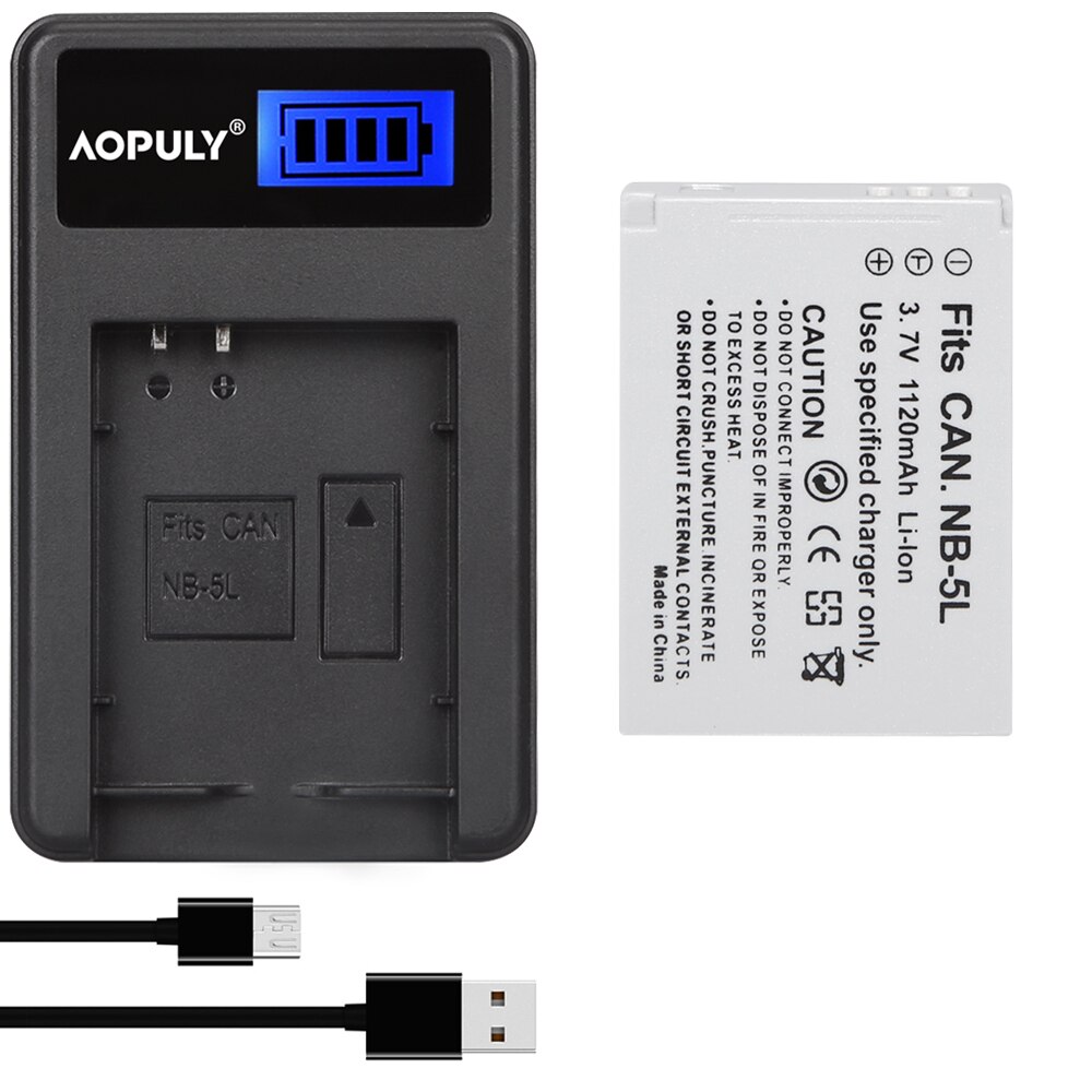 Original Aopuly NB-5L NB5L NB 5L Battery for Canon 90is 800 800is 850 850is 900 900is SD900 SX200 SD700IS SX230 SD800 IS: 1BatteryWithCharger