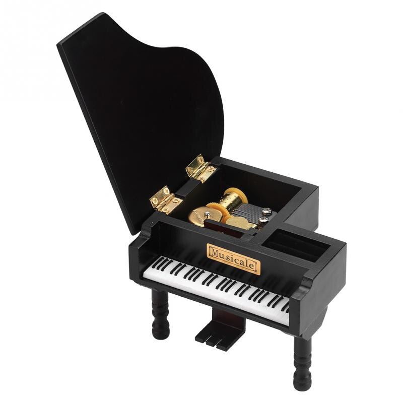 Skogkledd musikkboks windup piano musikkboks flygelformet musikkboks med liten krakk chrismas bursdag