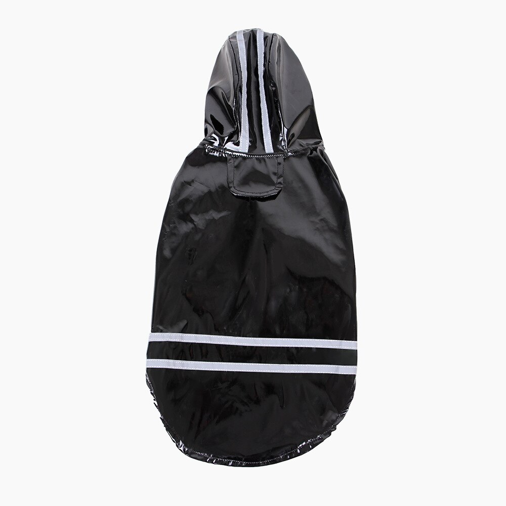 Dog Raincoat Reflective PU Puppy Pet Rain Coat Hooded Waterproof Dog Jacket Clothes Solid Waterproof Dog Coat For Dogs: Black / L
