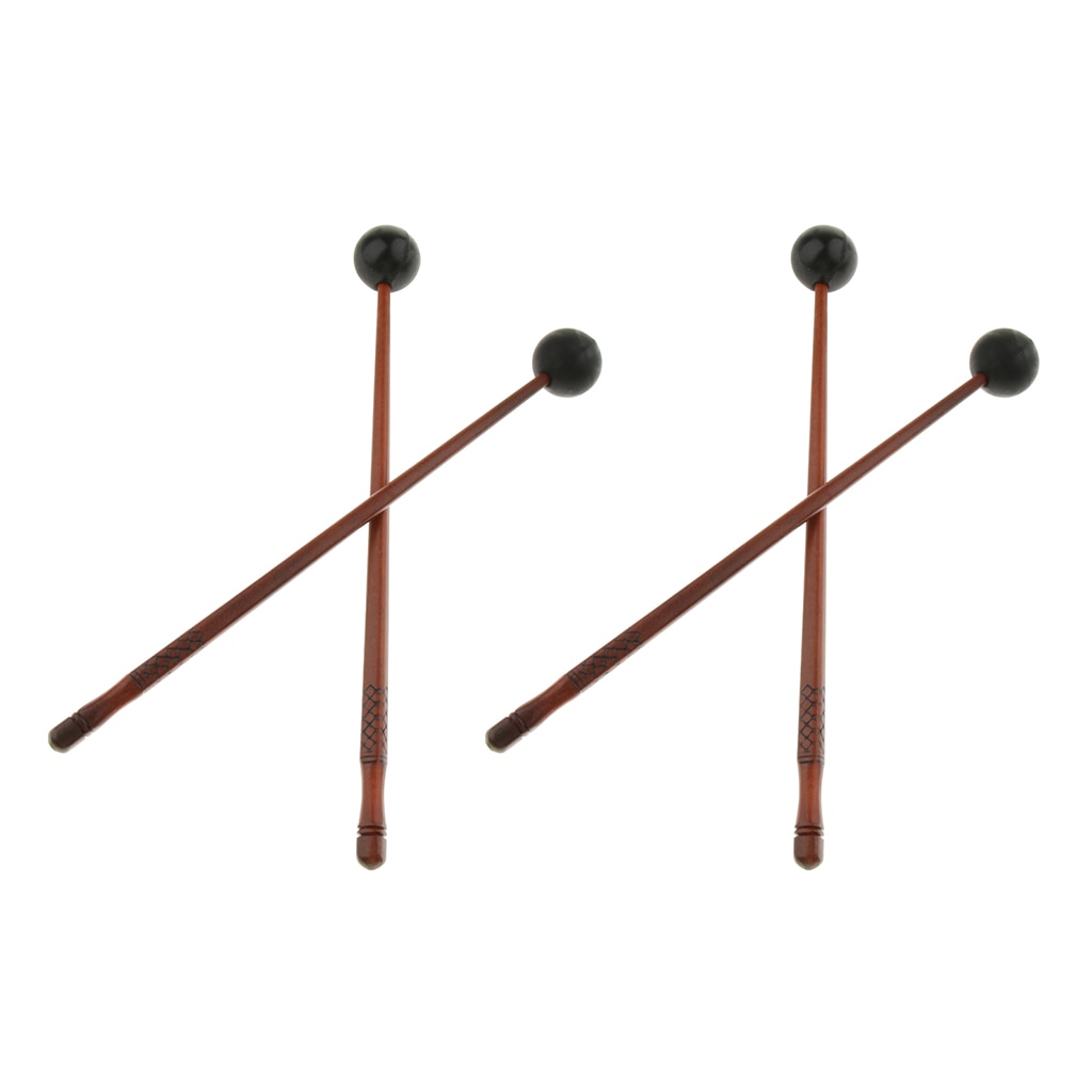 4Pcs Wood Drumstokken Staal Tong Drum Xylofoon Hamers Rubber Hamer