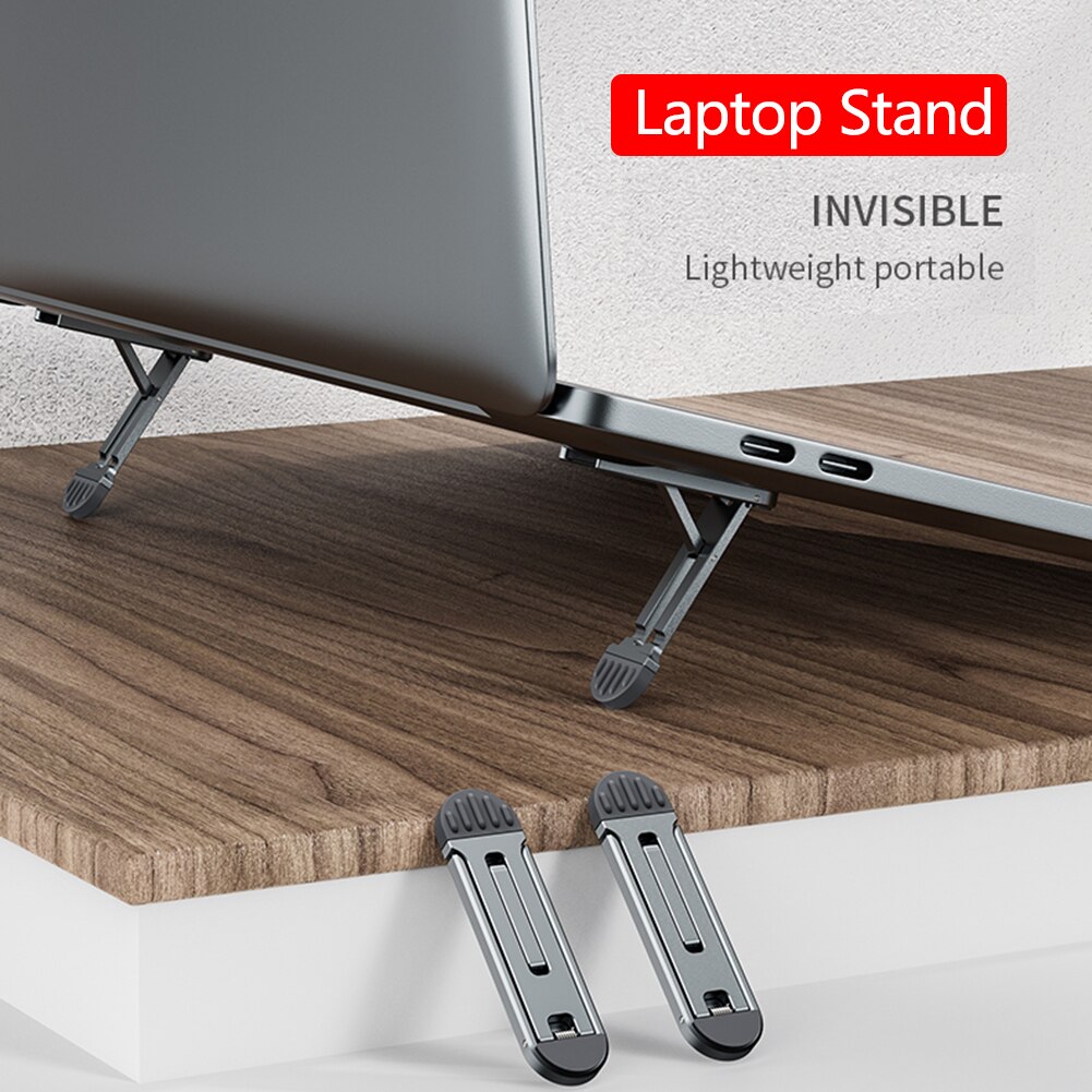 Adjustable for 11.6-17 inch Laptop Stand Foldable Invisible Adhesive Notebook Tablet Mobile Phone Bracket Cooling Pad Rack