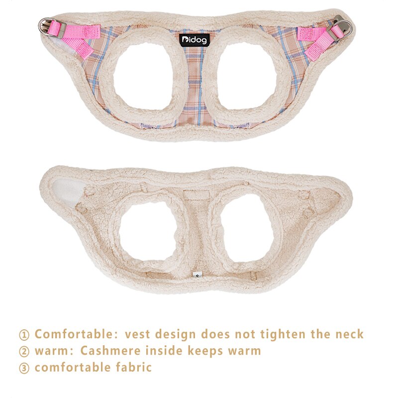 Pet Supplies Dog Harness Vest Plush Velvet Dog-Harness No-Pull-Harness Adjustable-Harness With Leash Coat For Small Animal