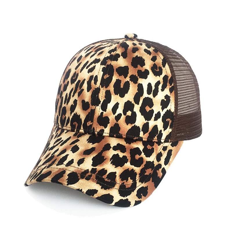 Outdoor Leopard Ponytail Baseball Cap Women Messy Bun Baseball Hat Summer Casual Girls Hip Hop Sport Hats