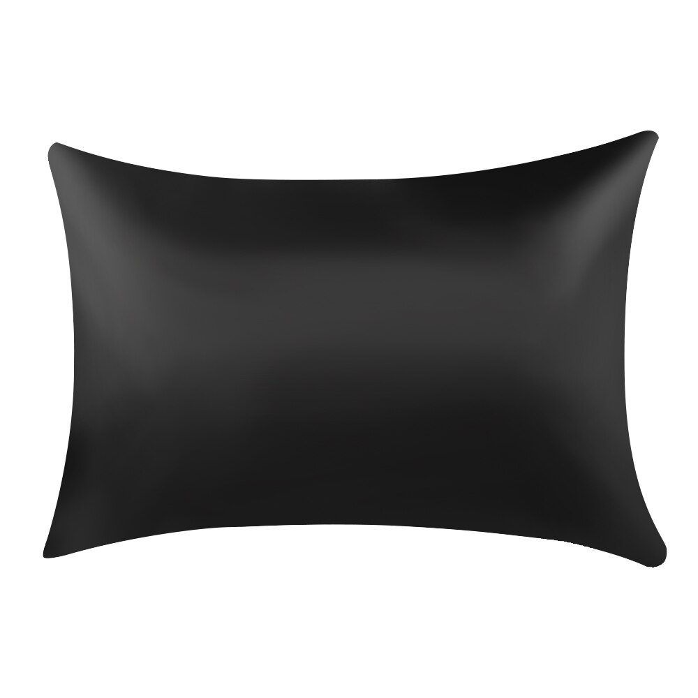 Faux Silk Satin Pillow Case Bedding Pillowcase zipper pillowcases Smooth Home pillow case for healthy standard multicolor: black / 50x74cm