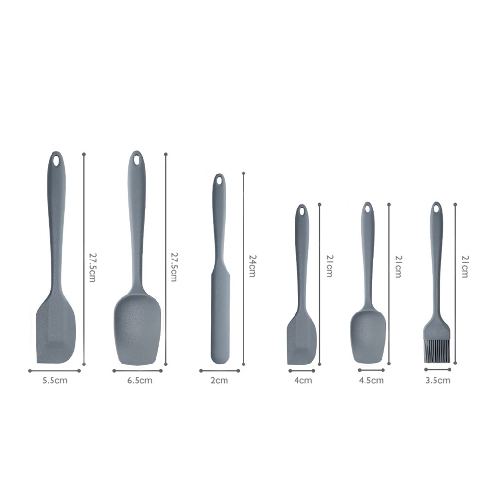 6 Pc Silicone Baking Tool Spatula Set Kitchenware Heat Resistant Bread Cake Utensils Scraper Spoon Oil Brush Cooking Accessories