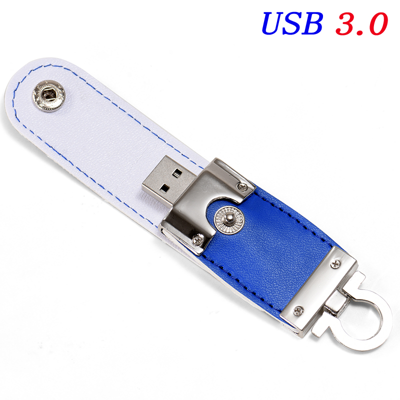 Leather keychain usb 3.0- flash drive 128 gb 32 gb 64 gb high-speed metal memory stick pen drives 16 gb red pendrive 8 gb usb 3.0- hard drive: Blue / 128 gb