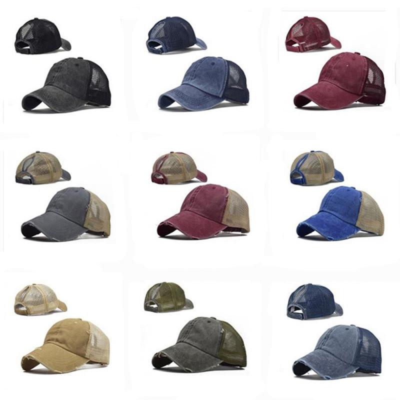 Gorra de béisbol de malla ajustable con cola de caballo, gorra de béisbol con cola de caballo ajustable, sombrero de béisbol lavada, sombreros para hombres y mujeres, Multicolor