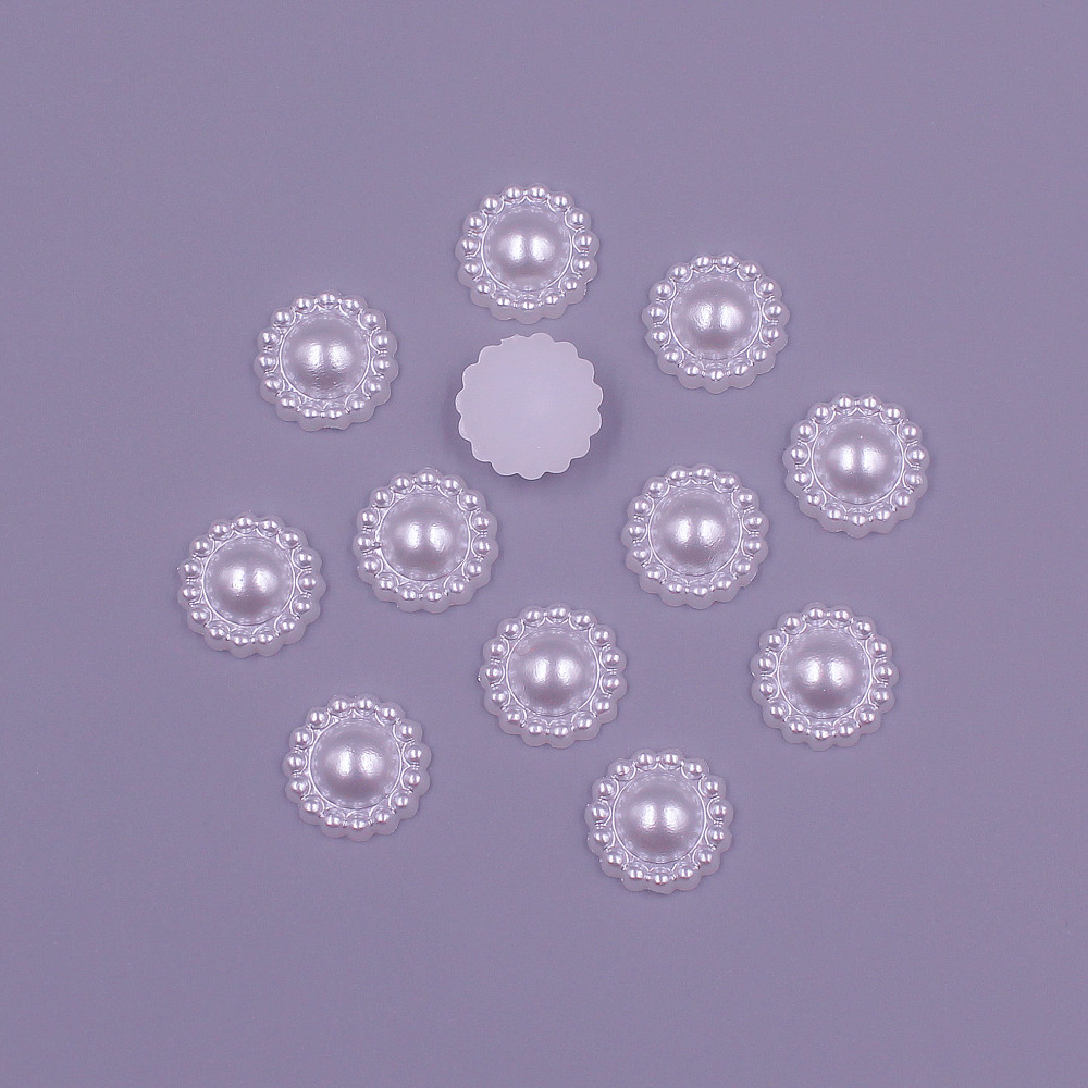 11mm 100 . løse perler i form av blomster, imitasjon av abs-perler, halvrunde perler, flatback, diy-smykker, utklippsbokdekorasjon