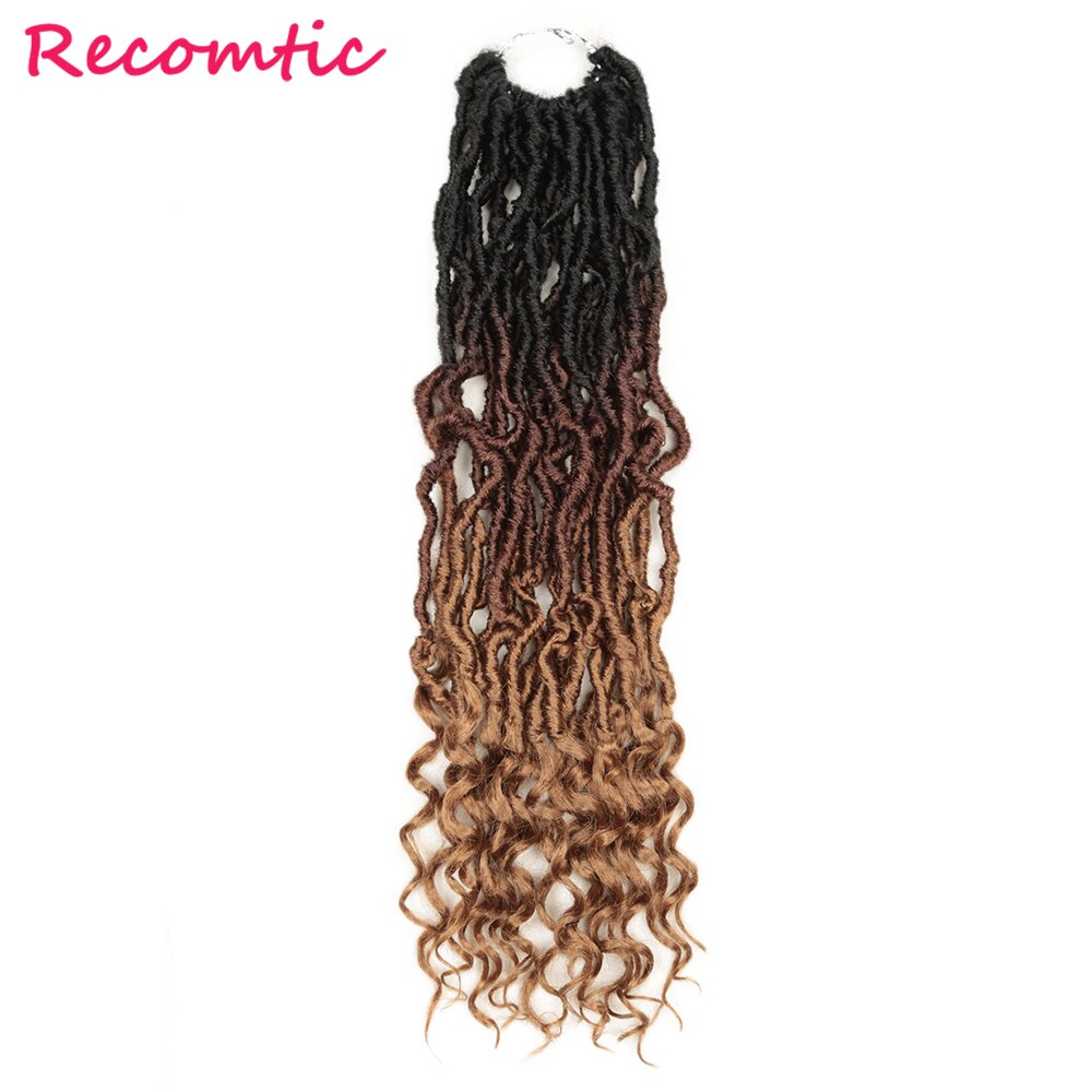 Recomtic 20inch Natural Synthetic Hair Extensions Goddess Nu Locs Crochet Braids Heat Resistant For Black Women