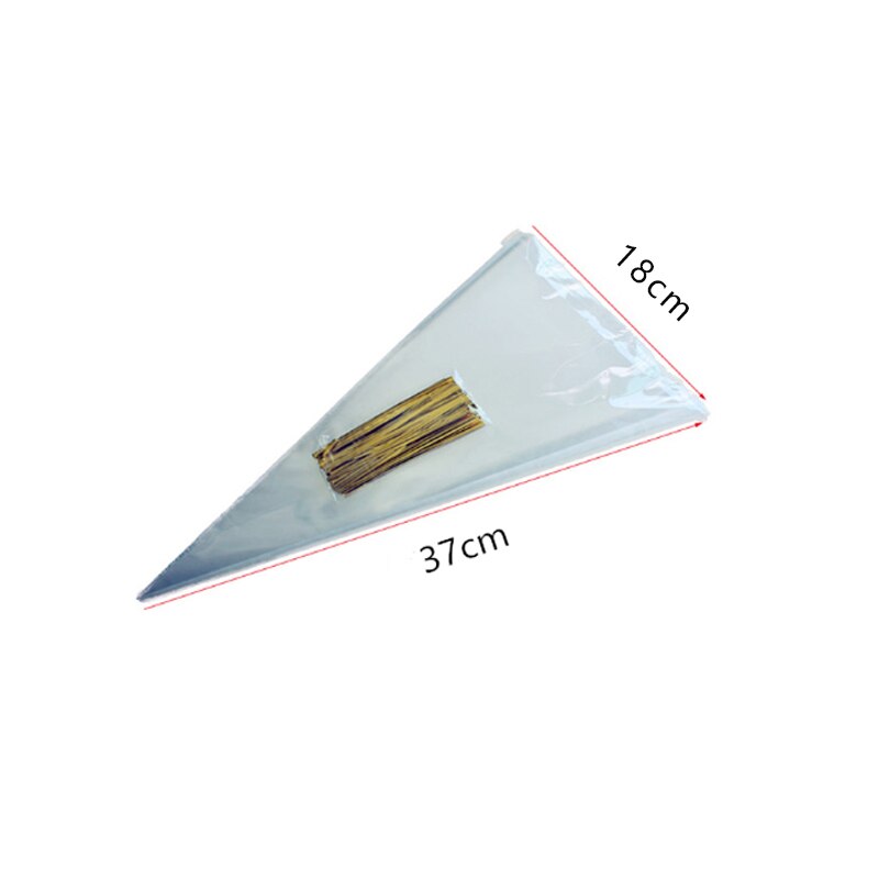 Products In Stock Transparent Triangle Bag Candy Ice Cream Cone Chocolate Popcorn Packaging Festival Party Food Baking: 18x37cm