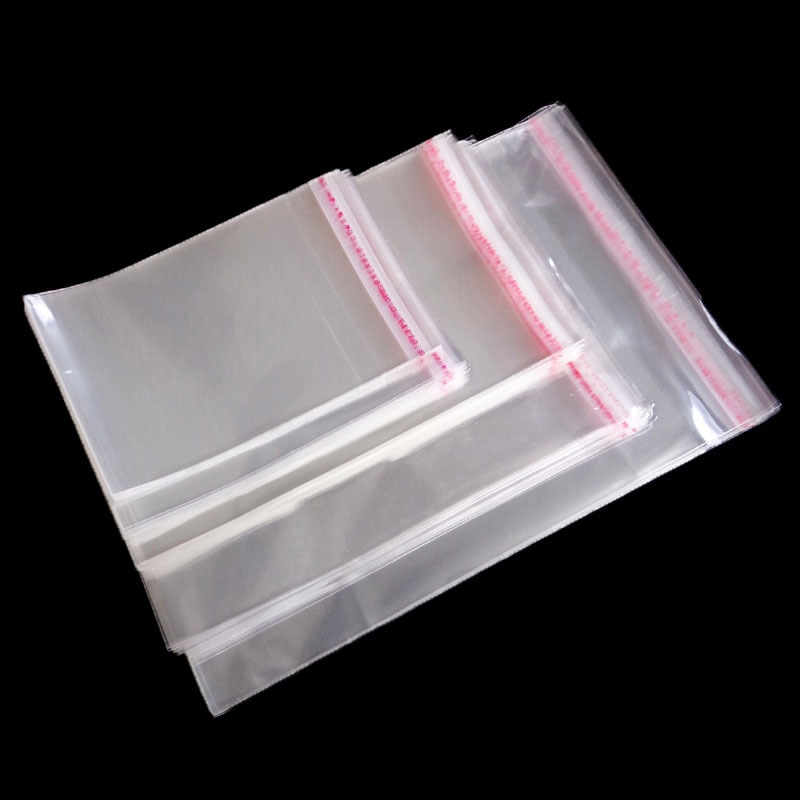 50pcs Resealable Plastic Transparent Bags Clear Cellophane Self-adhesive Plastic Opp Bag Packing Storage Poly Bag
