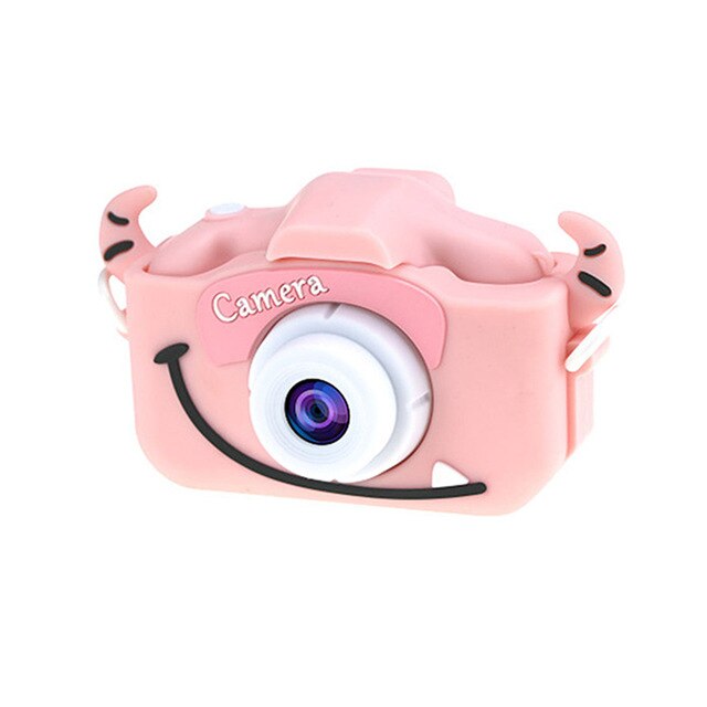 Appareil Photo jouet mignon pour enfants, d'anniversaire pour filles et garçons, appareil Photo numérique Portable à double objectif HD, Mini appareil Photo pour enfants: pink bull / 32GB Card