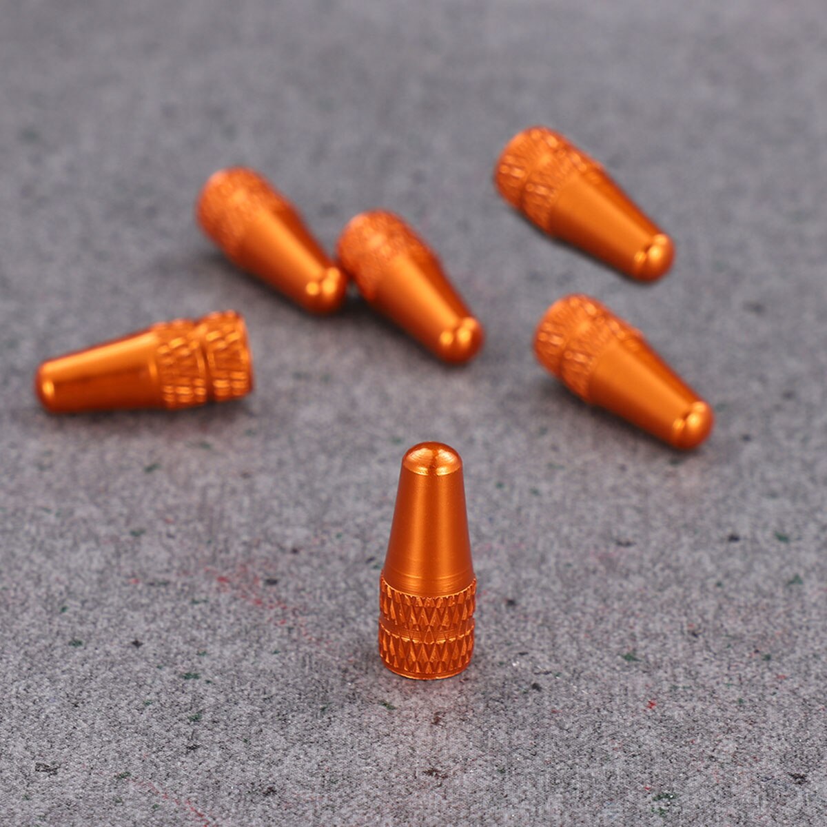 Vorcool 6 stk sykkel aluminiumslegering franske ventilhetter for mtb landeveissykkel terrengsykkel dekk luftventilhetter støvdeksler (oransje)