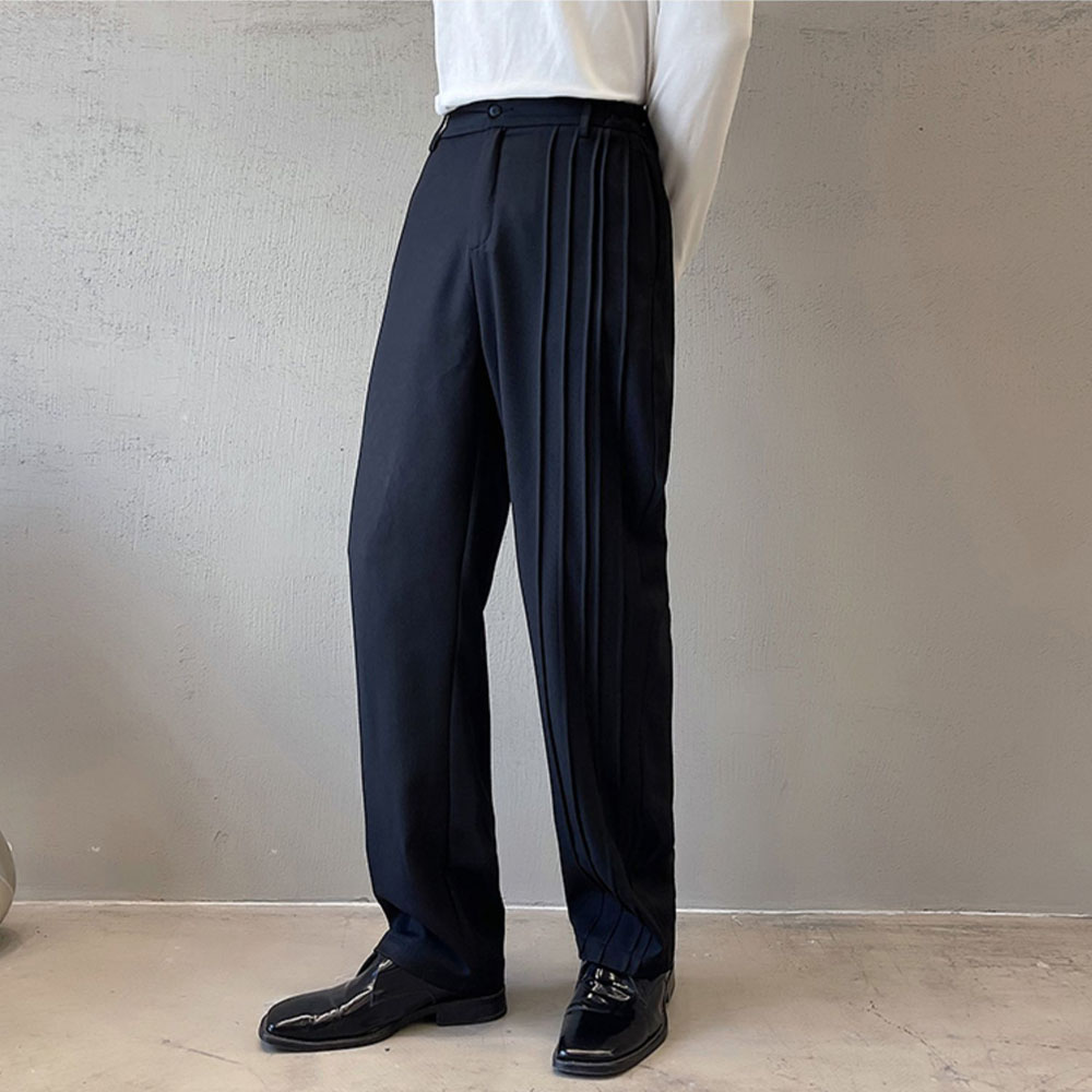 Costume droit décontracté pour hommes, pantalon tendance, plissé, Streetwear japonais coréen, Vintage, Chic