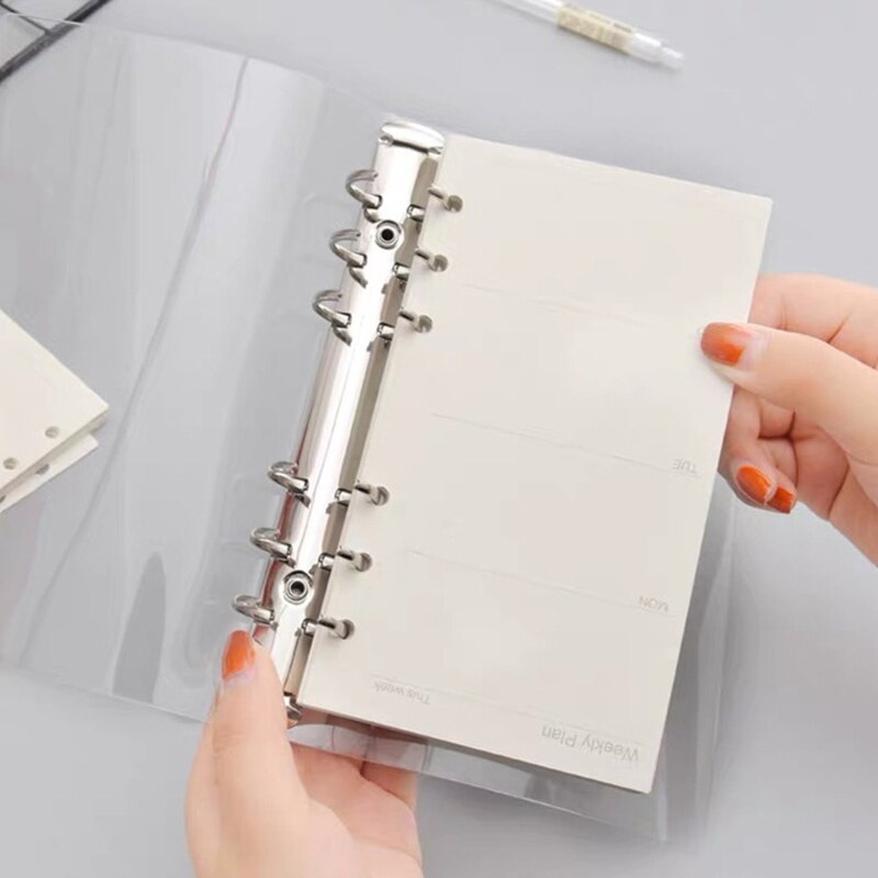 Clear PVC Notebook Cover Fit for Majority 6-ring Loose-leaf Notepad Scrapbook A7/A6/A5 Size Student Teacher Choice