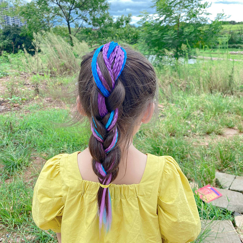 1 PCS Neue Mädchen Bunte Perücken Pferdeschwanz Kinder Haar Zubehör Kopf Band Haar Ornament Stirnbänder Gummibänder Schönheit Haar Bands