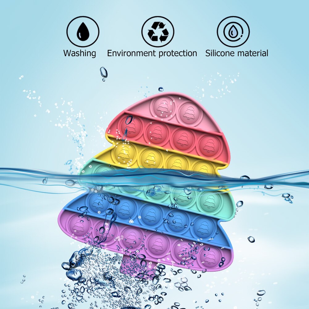 Push Bubble Sensory Toys Rainbow Christmas Tree Reliver Stress Squeeze Silicone Push Bubble Fidget Toys Sensory Toy