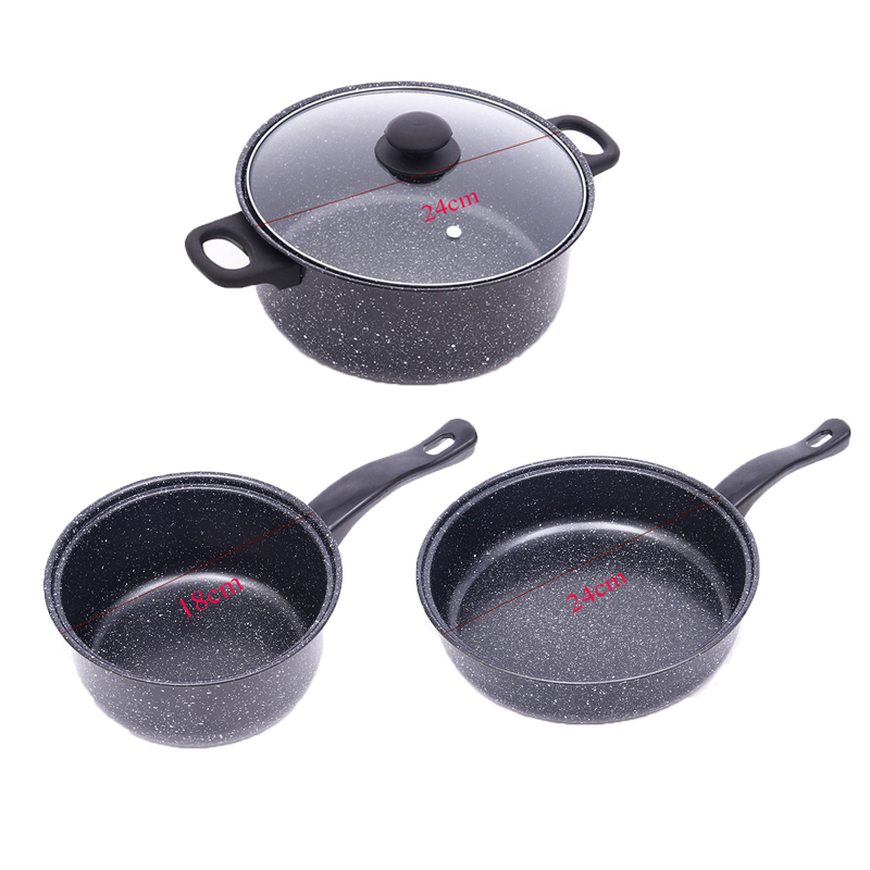 3Pcs/set Maifan Stone Cooking Pot Stockpot Gas Induction Cooker Soup Pots Safe Nonstick Pan Household Canning Pot