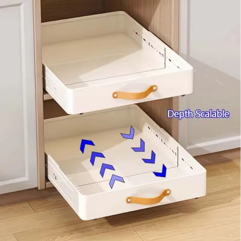 Retractable Storage Rack with Slide Rails Pull-out Kitchen Drawer Storage Rack Spice Box Storage Rack Cabinets Organizer