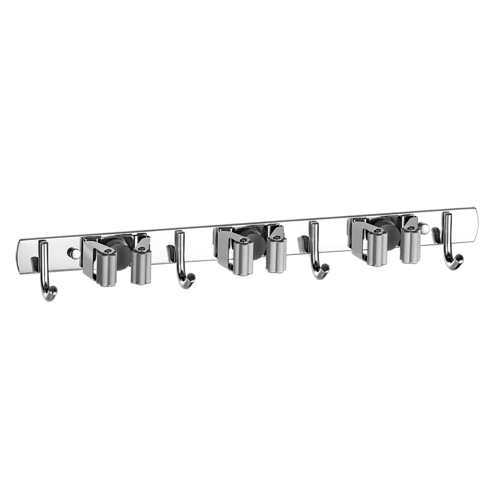 Bezem Houder Zware Praktische Clip Mop Organizer Wall Mount Haak Roestvrij Staal Opslag Ruimtebesparend Hanger Multifunctionele: gray4
