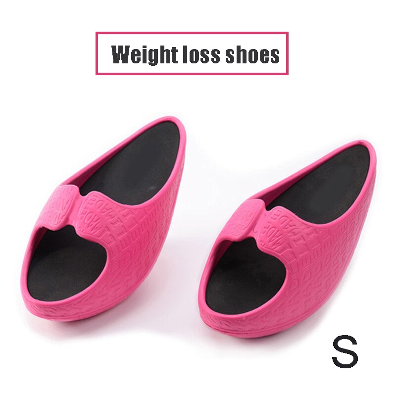 Kvinder fitness vægttab massage hjemmesko toning sko stovepipe sneakers drag wedges negativ hæl swing sko xd: Rosenrød / 38